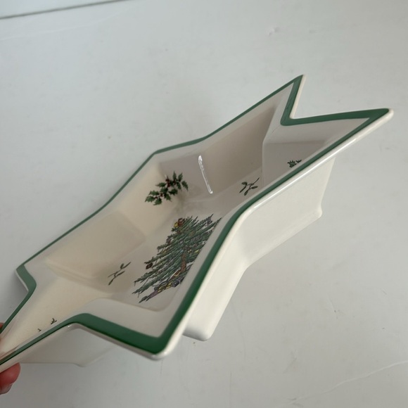 Spode Christmas Tree England star shape serving dish hors d’oeuvres plate cream - Picture 8 of 15